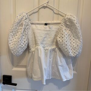 White Puff Sleeve Top